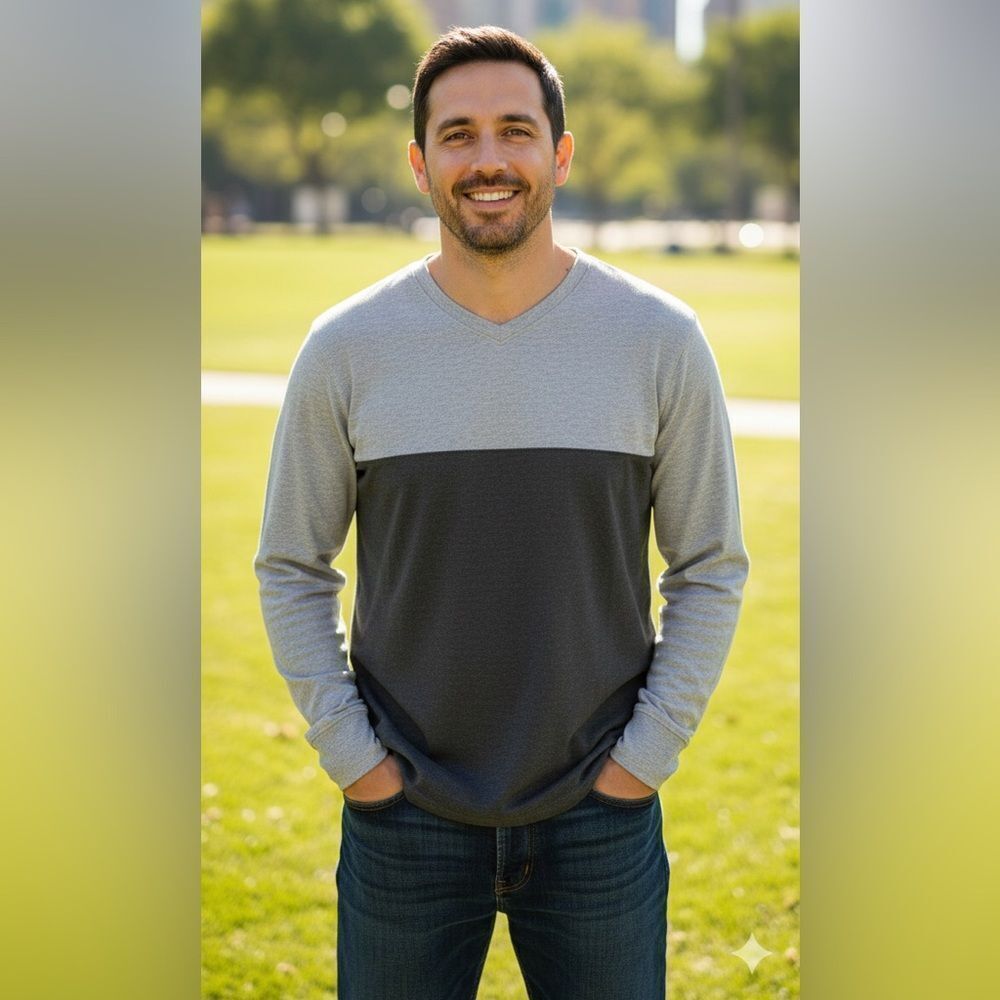 Take 50% OFF-Faded Glory Men’s V-Neck Pullover Sweater Gray And Black, Size- 2XL